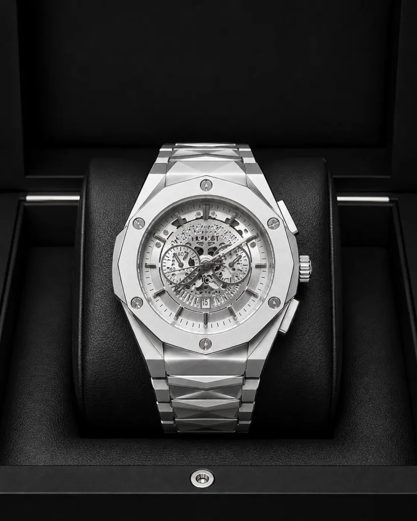 Hublot Silver Skeletonized Chronograph